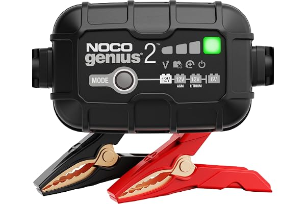 NOCO GENIUS2: 2A 6V/12V Smart Battery Charger – Automatic Maintainer, Trickle Charger & Desulfator with Overcharge Protection