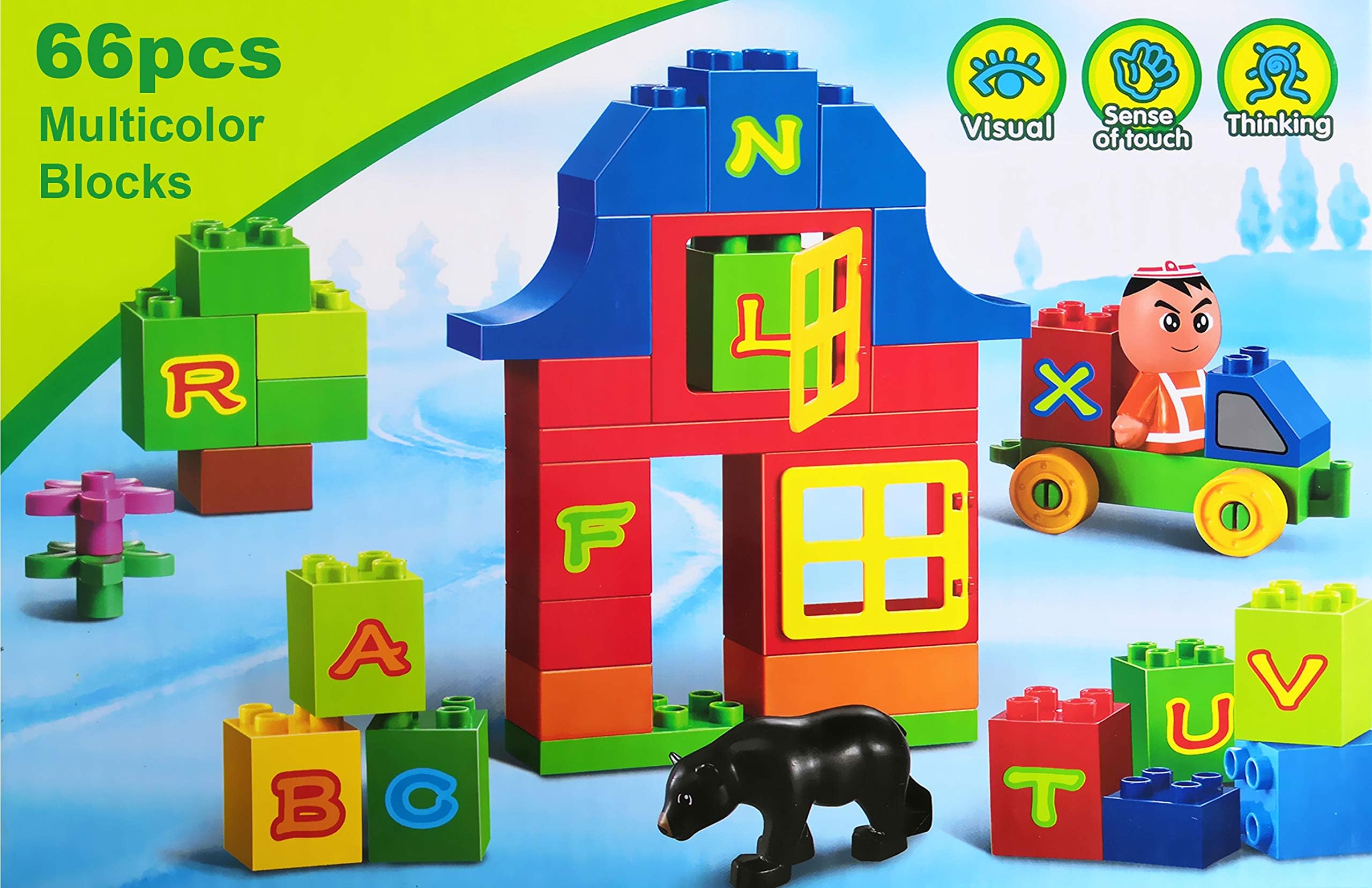 Wembley Toys Creative 66 Pieces Building Home House Blocks for 2+ Years Kids- Educational Game for Your Children