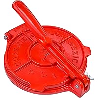 Tortilla Press 8 Inch Red Color- Cast Aluminum Tortilla Maker - Heavy-Duty Taco Presser - Made In Mexico Corn Flour…