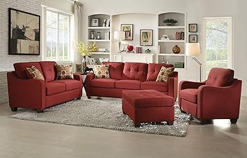 Amazon.com: Acme Furniture 80 Cleavon II Sofa with 80 Pillows, Red ...