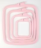 Nurge Pink 4 Pcs Set Plastic Square Embroidery