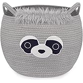 Hkojewp Large Basket for Nursery, Raccoon Blanket Gift Basket, Woven Rope Cotton Storage, Baby Bear Laundry 0rganizer with Ears Handles, Cute Animal Baskets Clothes Gifts Decor Storage Bins,13"D×12"H