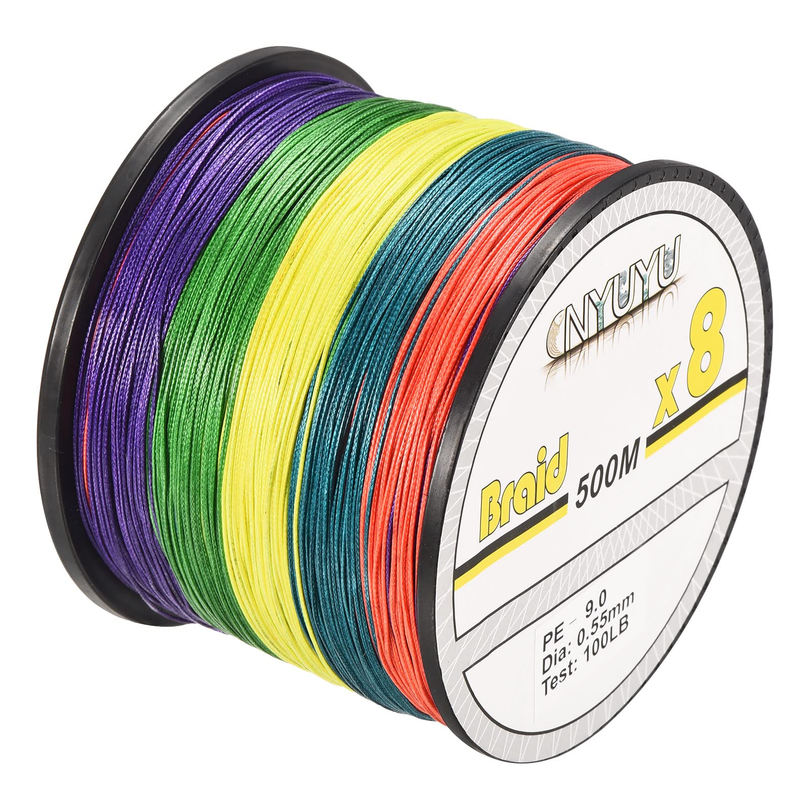 PATIKIL 547Yard/1640Ft Braided Fishing Line 8 Strands, 100LB PE Braided Line Abrasion Resistant Zero Stretch for Saltwater or Freshwater, Colored