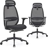 OTTUNI Arix Ergonomic Office Chair with Mesh Back and Foam Seat, Black | Adjustable lumbar support, 2D headrest, 4D armrests, and 4-position recline from 103 to 125 degrees