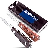 Melocean Professional Oyster Shucking Knife Set of 2 in Wooden Gift Box | 2 6.3&rdquo; Full Tang French Oyster Knife, 2.5&rdquo; 3cr13 Stainless Steel Blade, Ergonomic Wooden Handles, Clam Oyster Shucker Kit