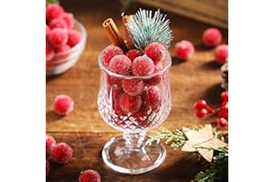 Solsew 100 Pcs Christmas Artificial Frosted Cranberry Vase Bowl Fillers Red Fake Cranberry with Frosting Surface for Xmas Holiday Filler Decor Wreath DIY Craft Photo Props