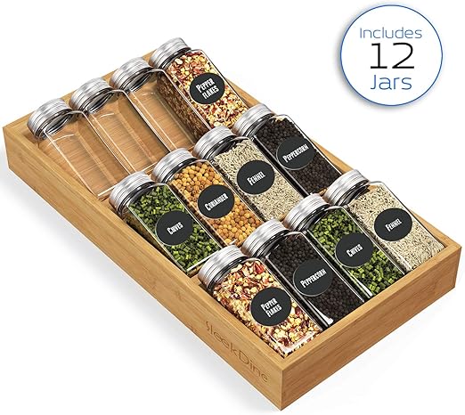 Amazon Com Sleekdine Spice Drawer Organizer Insert Drawer Spice