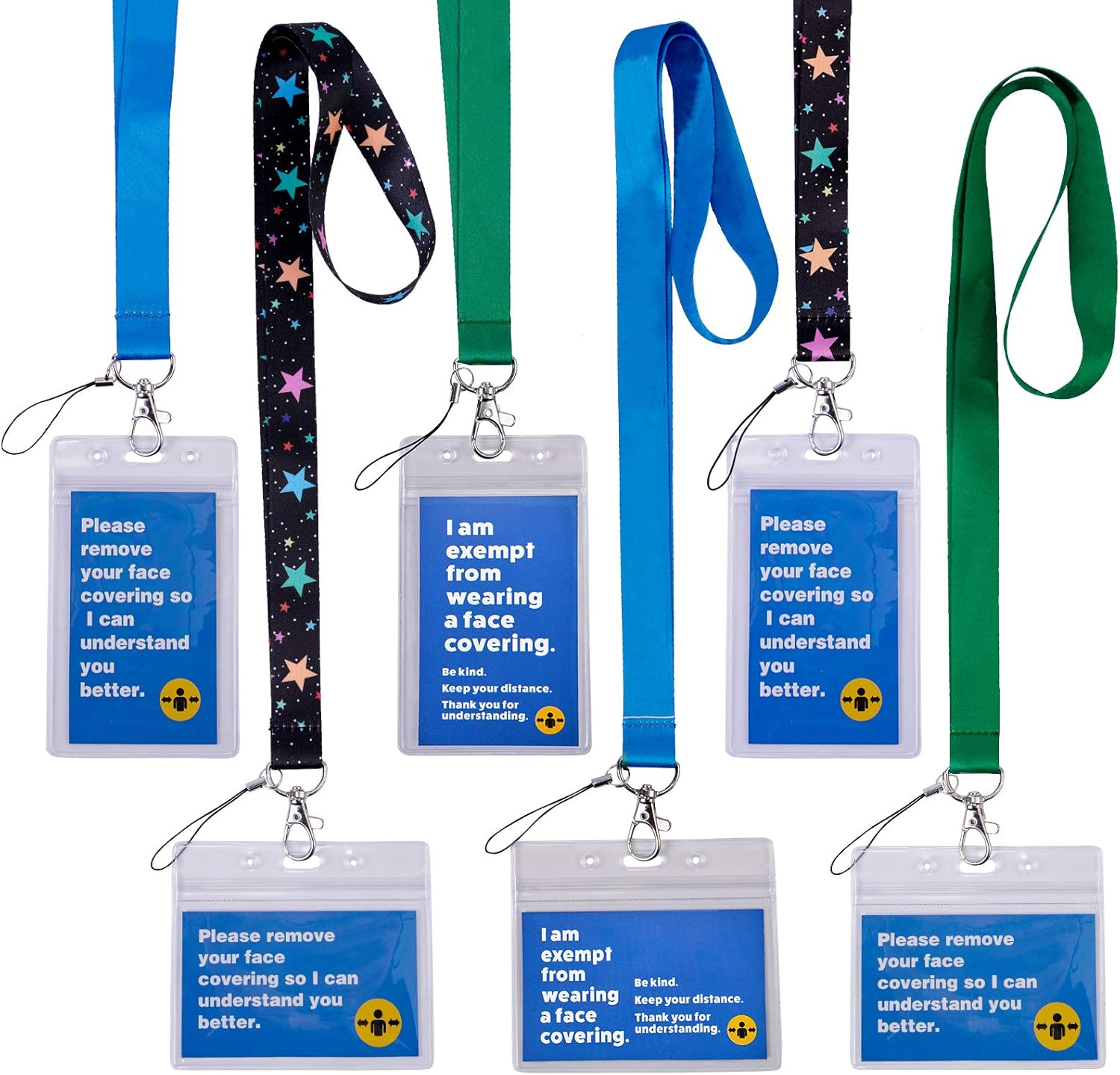 YMHPRIDE 6Pcs Lanyard Exemption Card Set,6PCS Lanyard/Star Exemption ...