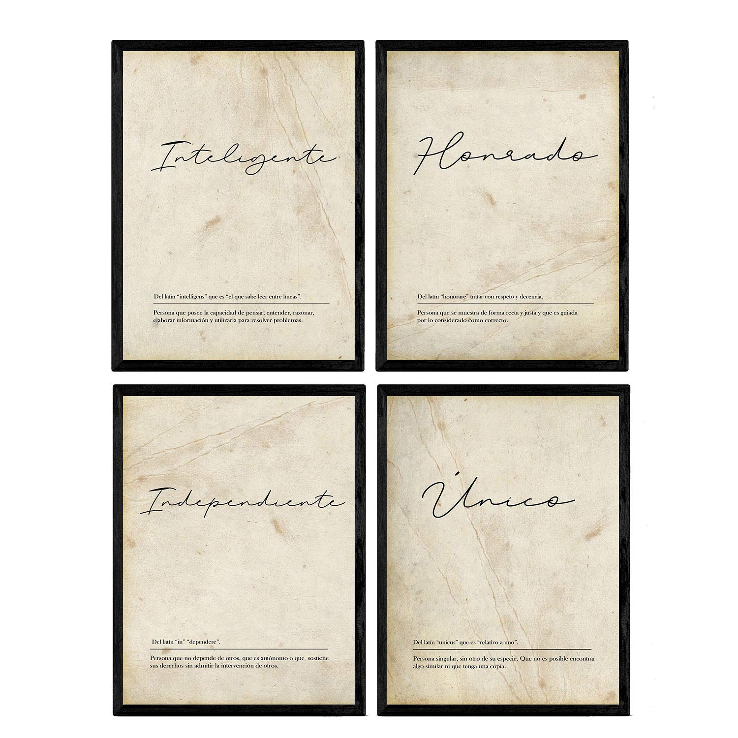 Nacnic Set of four sheets with definitions of words for my boyfriend Couple White Background Poster Nordic A4 size unframed