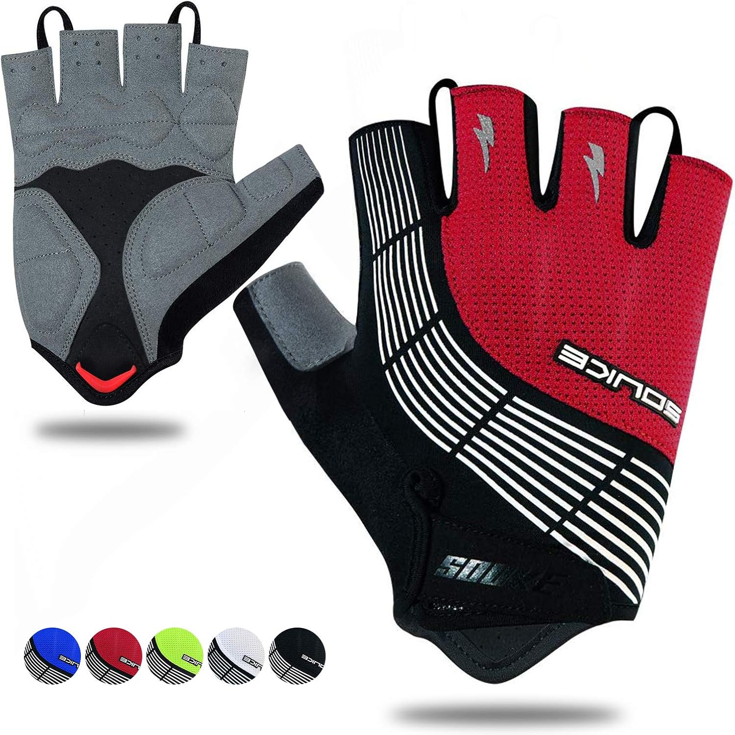 Souke Sports Cycling Bike Gloves Padded Half Finger Bicycle Gloves Shock-Absorbing Anti-Slip Breathable MTB Road Biking Gloves for Men/Women : Clothing