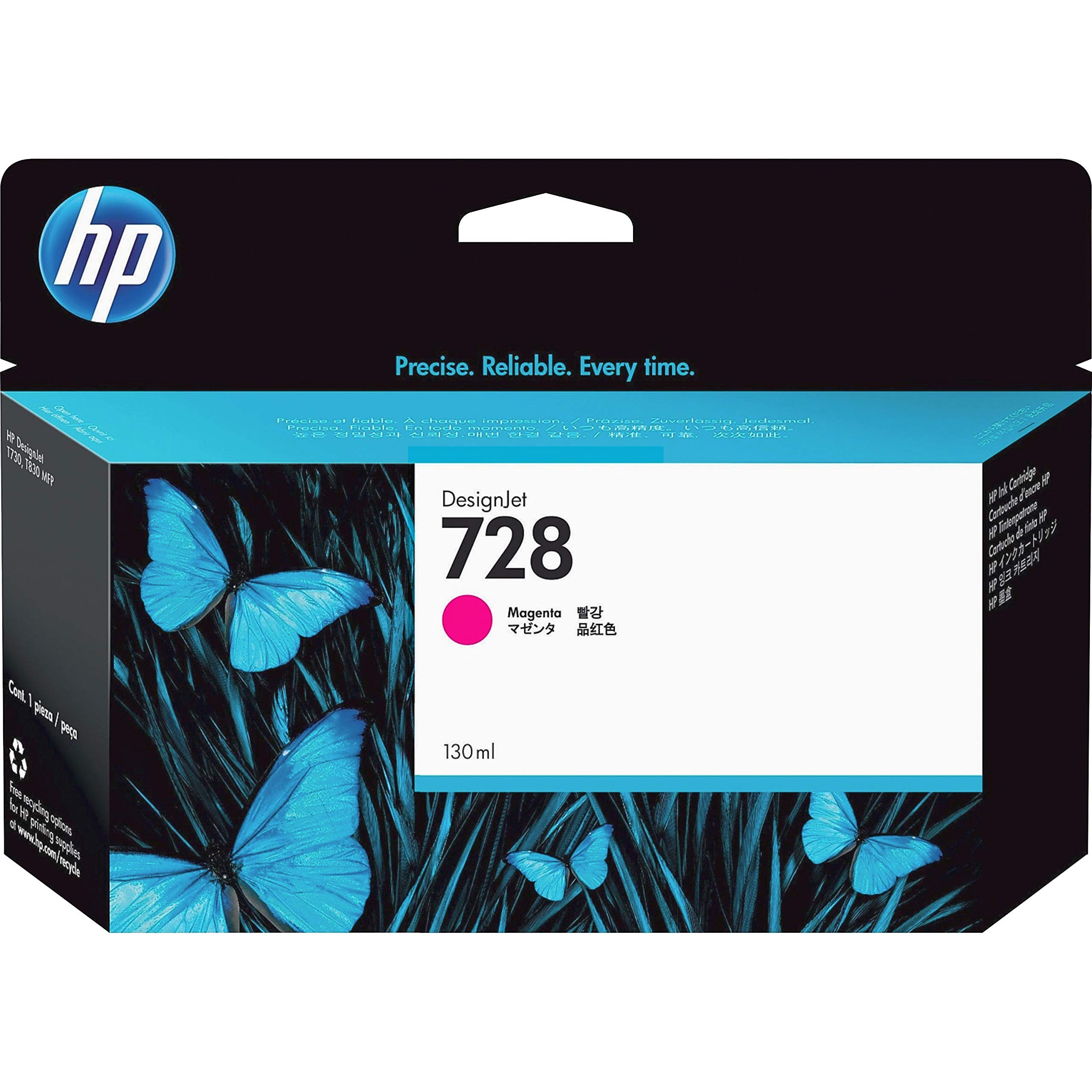 HP 728 F9J66A Magenta 130 ml Genuine Ink Cartridge with Original DesignJet Ink DesignJet T730 and T830 Large Format Plotter Printers 729 DesignJet Printhead