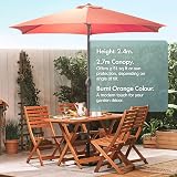 VonHaus Parasol 2.7M Garden Umbrella – Sun Shade Canopy with Tilt, Crank view 3