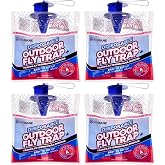 Fly Traps Outdoor Fly Trap for Patio. 4 Non-Toxic Pre-Baited Flies Bags Outdoor Disposable. Hanging Bug Catchers for All Filth Flies Killer for Outside Bug Control in Yard Horse Ranch Trash Can.
