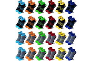 Tsmollyu 24 Pairs Boys socks Kids Athletic Ankle Socks Low Cut Sports Socks Half Cushioned Socks