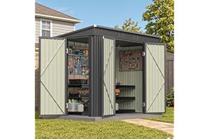 Patiowell 8x4 FT Outdoor Storage Shed, Heavy Duty Tool Metal Sheds with 3 Lockable Doors and Updated Frame Structure for Backyard Patio Lawn, Black