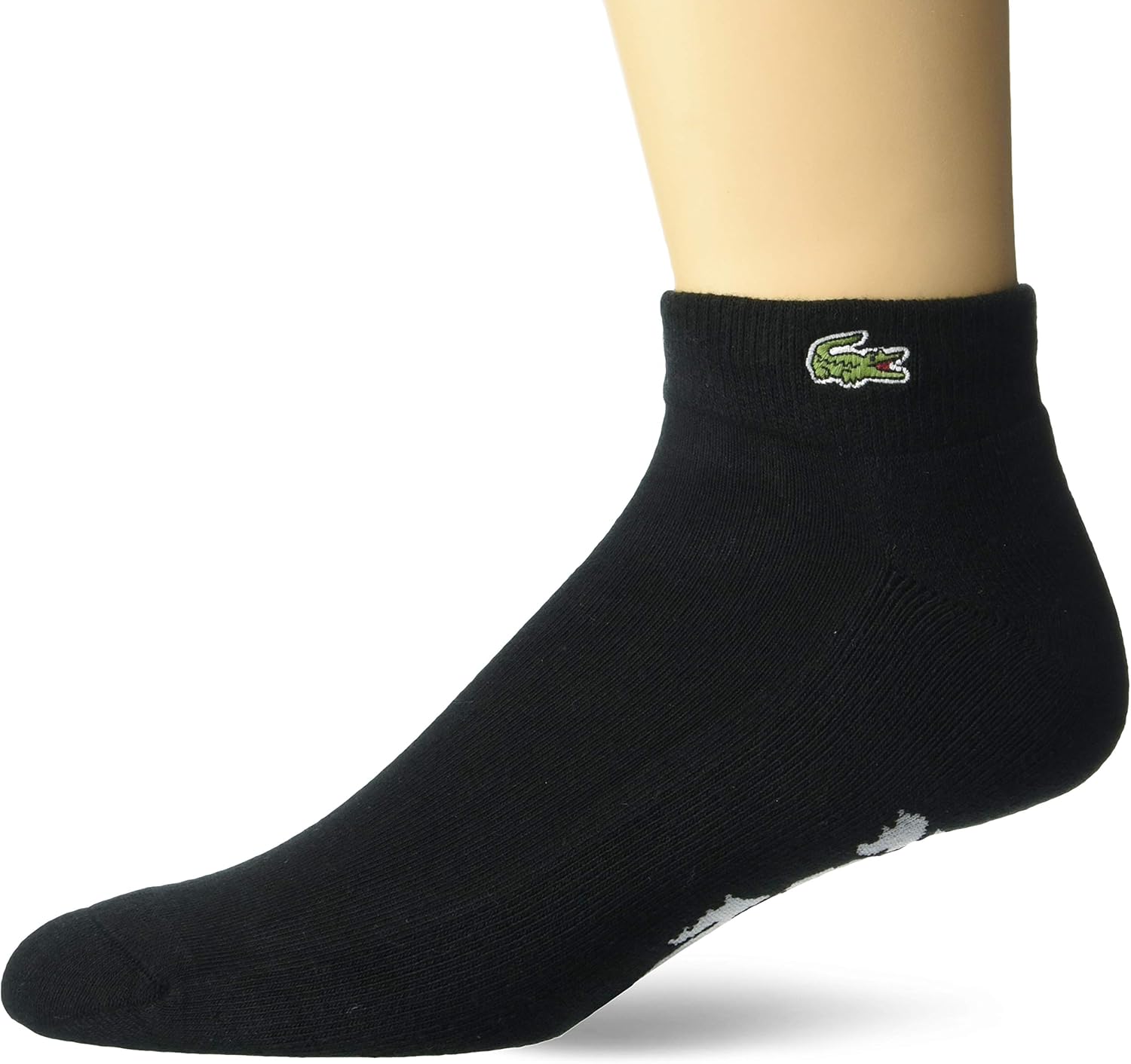 Lacoste Men's Sport Quarter Ped Sock with Croc, BLACK/SILVER CHINE