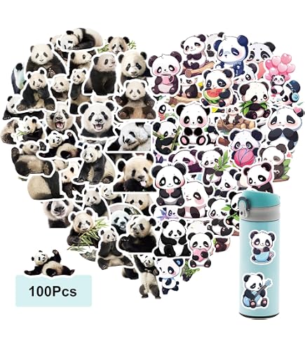 Lot De 50 Autocollants Pandas En Vinyle - Pour Bouteille, Voiture, Skate, Valise, Ordinateur | Déco Ados Et Adultes
