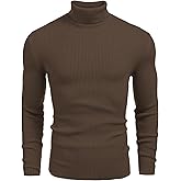 COOFANDY Mens Ribbed Slim Fit Knitted Pullover Casual Turtleneck Sweater