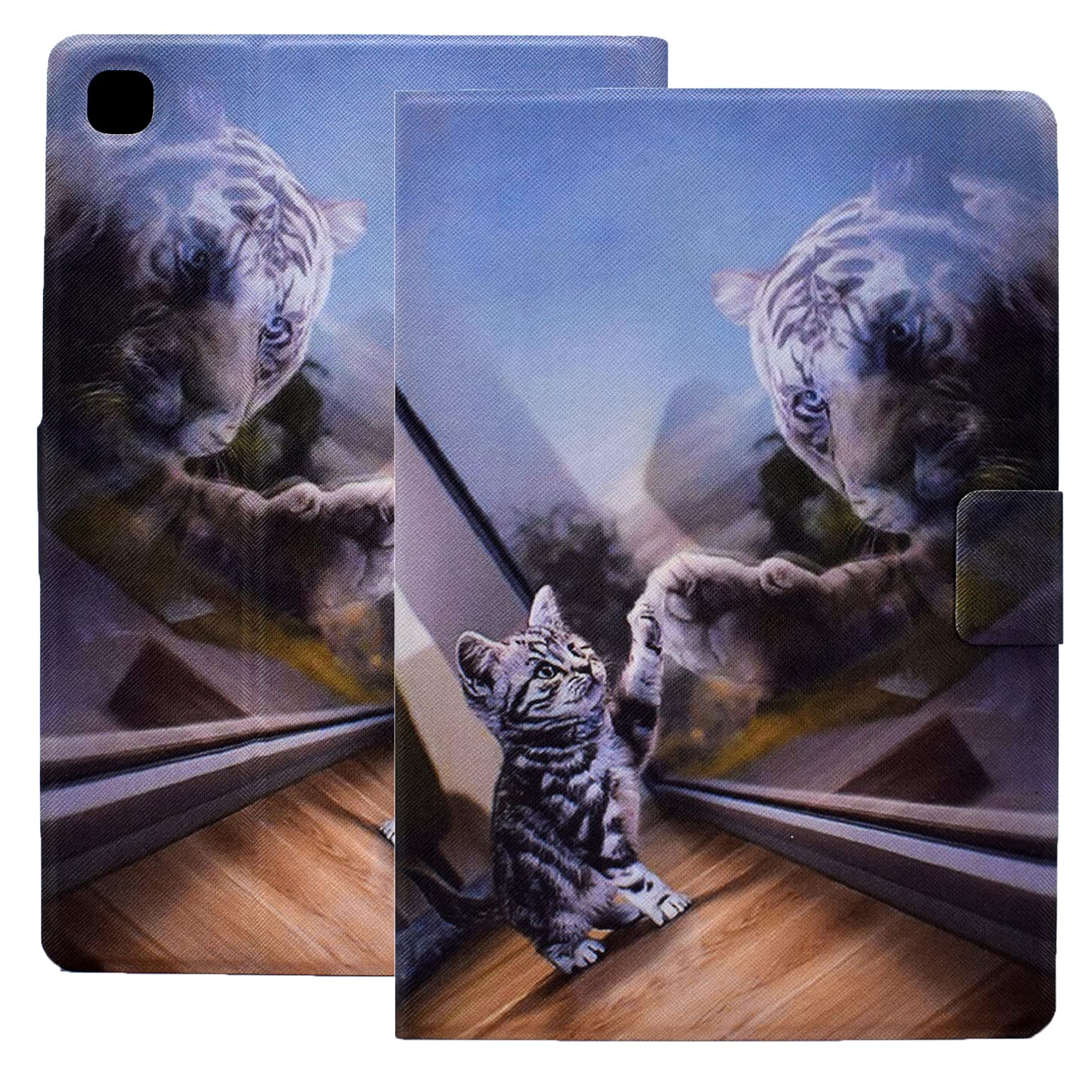 Rosbtib Case Compatible with Samsung Galaxy Tablet Tab A7 10.4" 2020 SM-T500 / SM-T505 / SM-T507,Protective Cover Shell,PU Leather Tab A7 Case with Stand Function - Cat Tiger