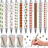 Motipuns 50 Pcs Christmas Pens Gift Bulk Christmas Retractable Ballpoint Gel Ink Pens Novelty Red Green White Grid Stripe for Xmas Winter Holiday Birthdays Parties Office Writing Gift Supplies