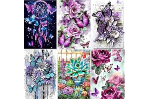 EWJRNSF 6 Pack 5D Diamond Painting Kits for Adults Beginners, Diamond Arts Kits Diamond Art Sets,Gem Painting Arts & Crafts Home Wall Decoration 11.8x15.7 Inches Butterfly