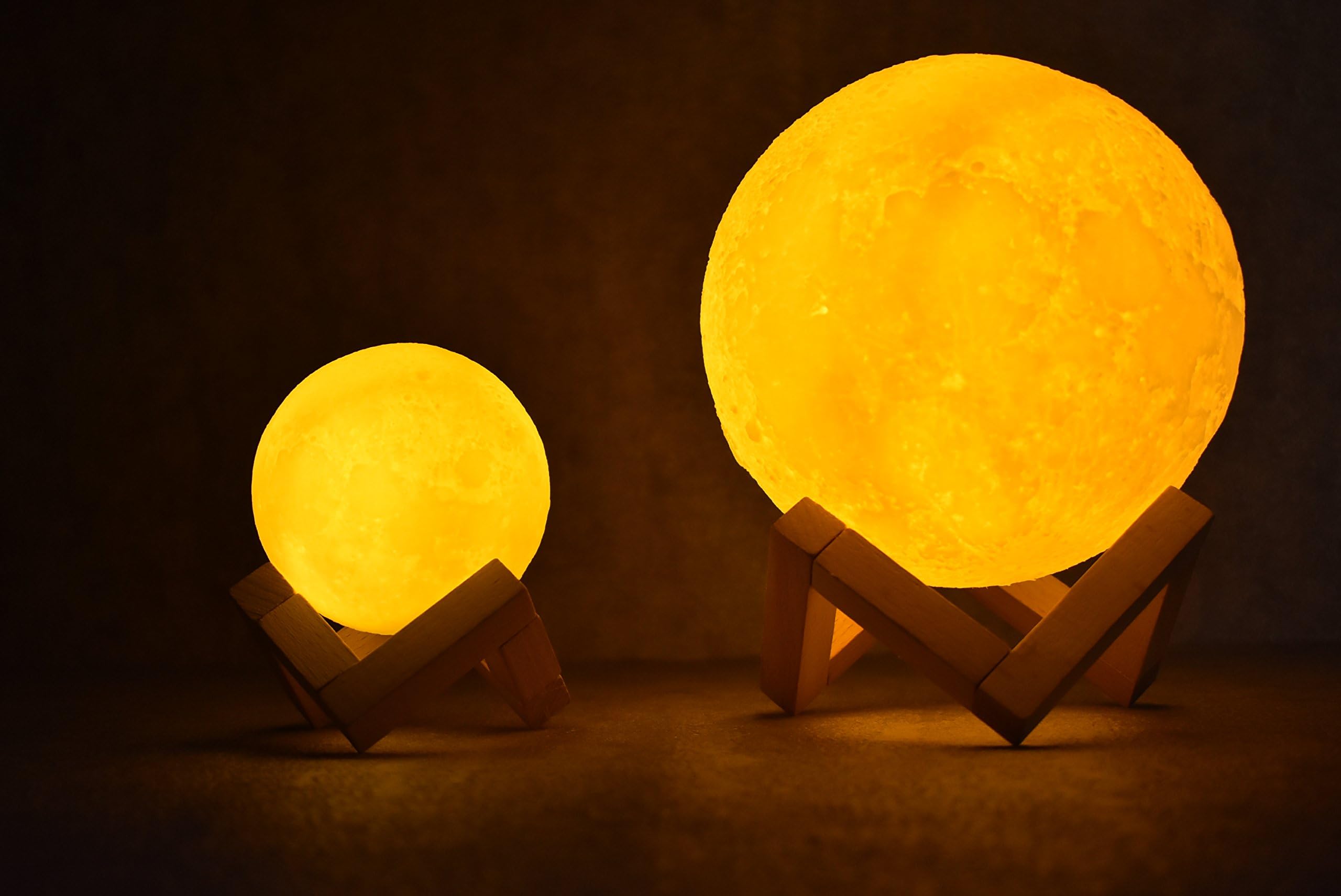 Rechargeable 3D Print Moon Lamp 3 Color Change Touch Switch Bedroom Bookcase Night Light Home Decor Creative Gift (15cm)