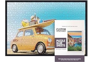 CUSTOMPICTUREFRAMES.COM 26.5x38.5 Frame Puzzle Kit with Glue Sheets | Black Mid Century Picture Frame | Real Wood with UV Resistant Acrylic Front | Made to Preserve and Display Puzzles Measuring 26.5x38.5 Inches