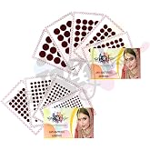 IS4A 447 Multicolored Bollywood Forehead Stickers Adhesive Body Jewelry 9 Cards of Different Sized Tattoo Velvet Bindi Round Dot (Maroon (Deep Red))