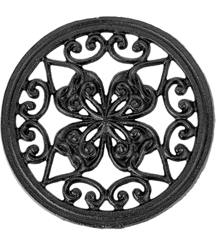 2 Pack Cast Iron Trivets With Rubber Feet - 6.7/8" Vintage Heat Resistant Pot Holders