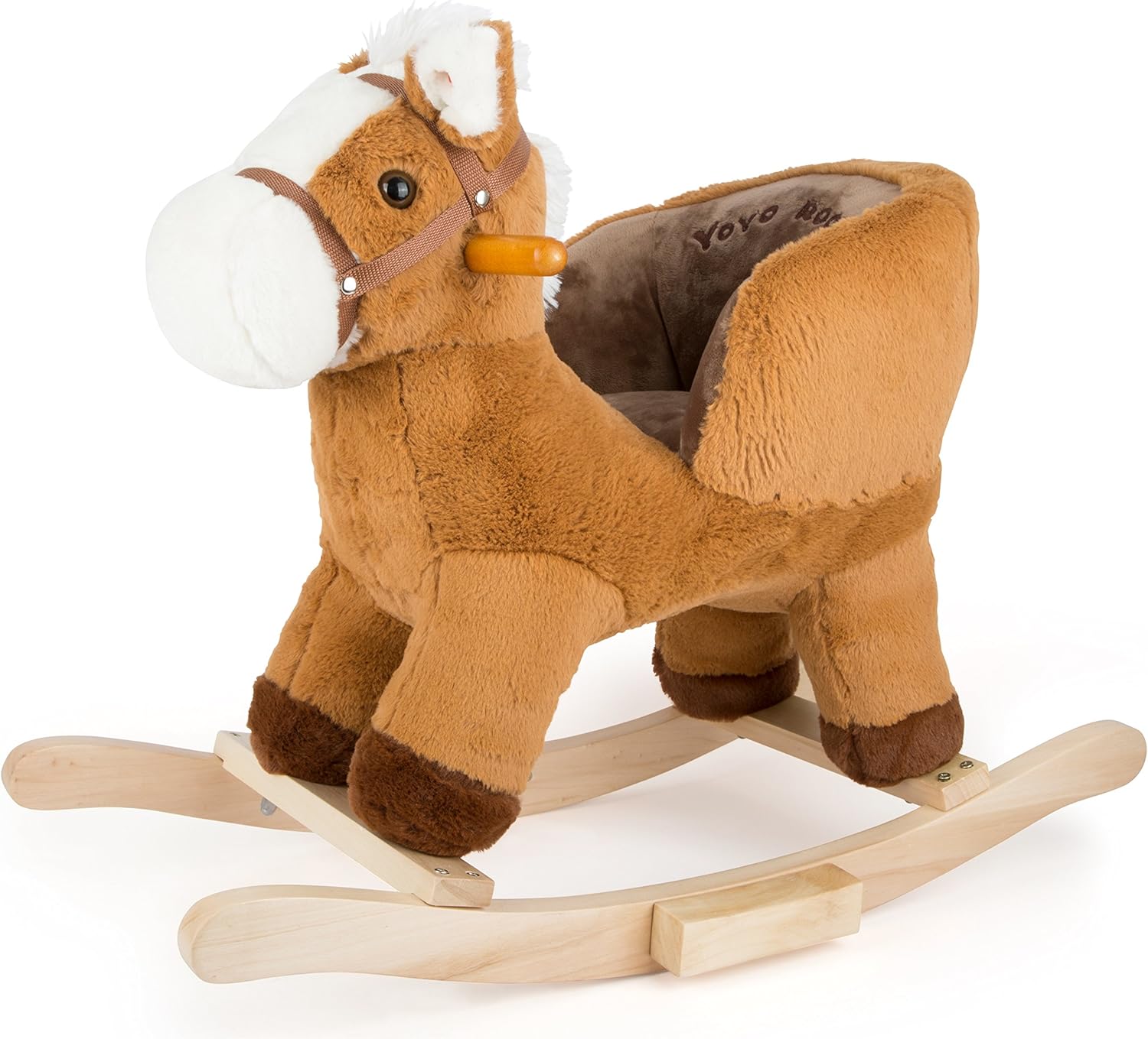 Small Foot 10616 A Rocking horse made of Soft Fabric with A Practical Seat and Handles for more Safety During Rocking Galloping and Sounding Noises At The Push of a Button