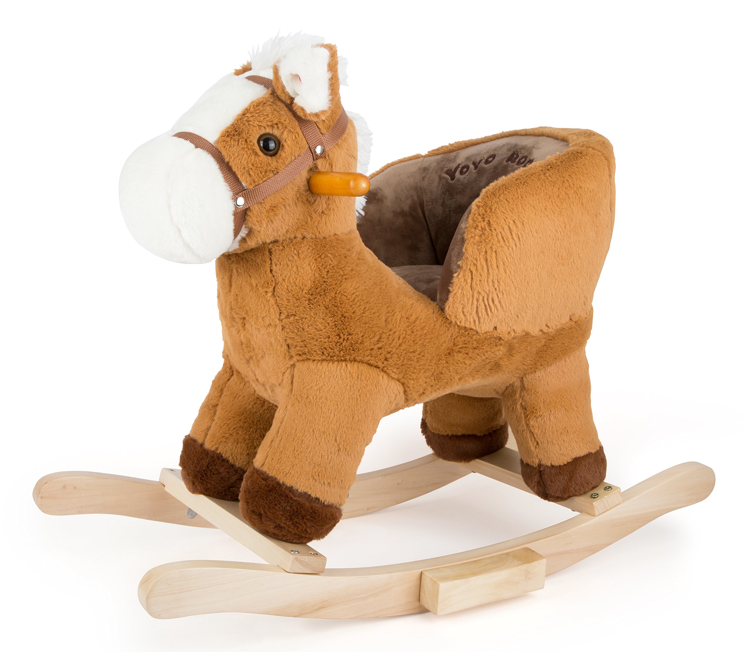 Small Foot 10616 A Rocking horse made of Soft Fabric with A Practical Seat and Handles for more Safety During Rocking, Galloping and Sounding Noises At The Push of a Button