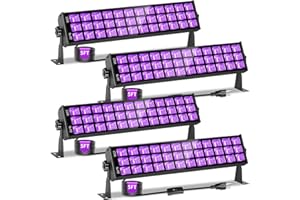 SHGPODA 4 Pack 72W Black Light Bar, LED Black Lights for Glow Party, IP66 Waterproof Blacklight with Plug+Switch+5ft Cord, Blacklight Bar for Fluorescent Paint, Classroom, Birthday, Outdoor, Halloween