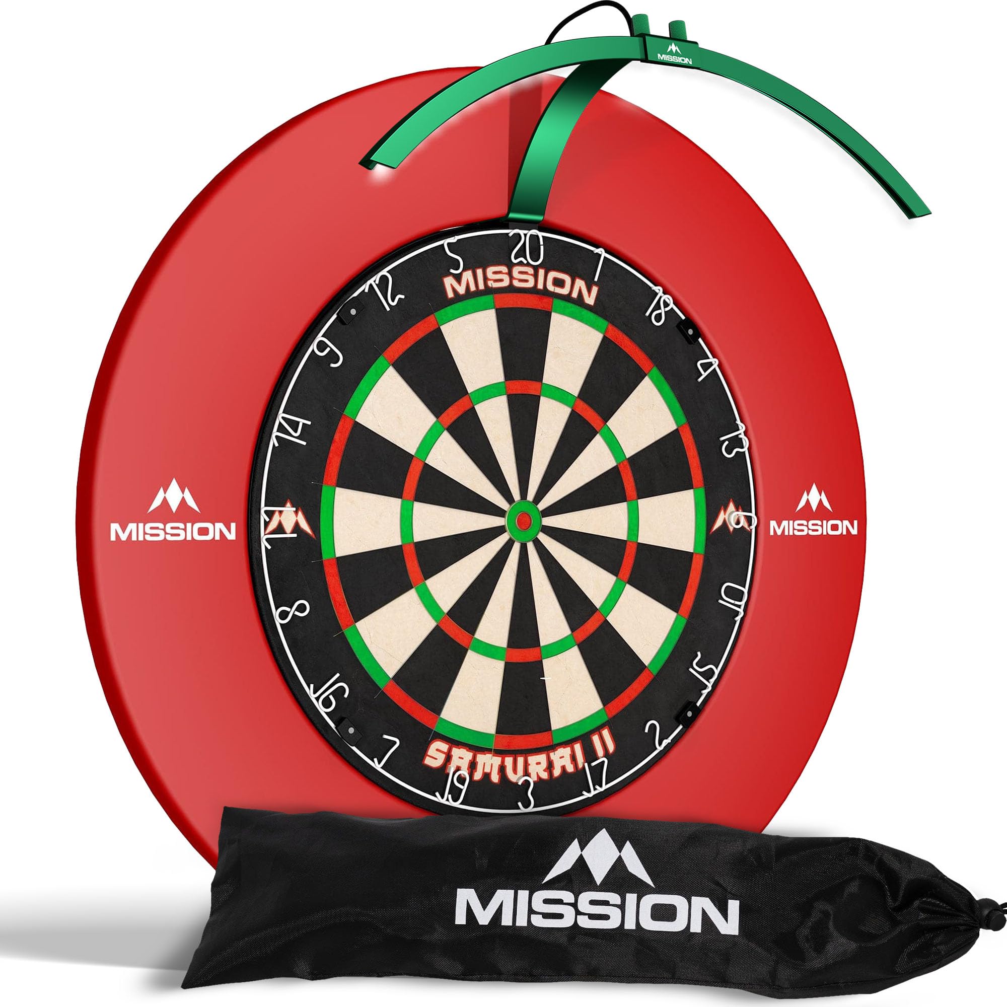 Mission Darts TOR100 Torus 100 | Dart Board LED Folding Portable Dartboard Travel Lighting System (Metallic Green)