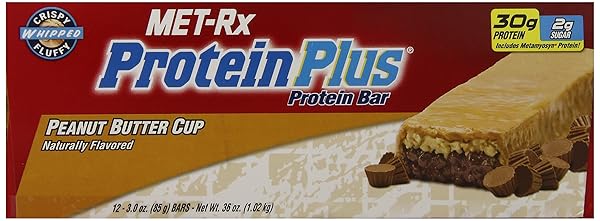 MET-RX PROTEIN PLUS BAR, GREAT AS HEALTHY MEAL REPLACEMENT, SNACK, AND HELP SUPPORT ENERGY, GLUTEN FREE, PEANUT BUTTER CUP, WITH VITAMIN A, VITAMIN C, AND ZINC TO SUPPORT IMMUNE HEALTH, 85 G,9 COUNT