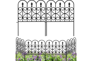 AMAGABELI GARDEN & HOME 5 Panels Decorative Garden Fences and Borders for Dogs 32in(H)×10ft(L) No Dig Metal Fence Panel Garden Edging Border Fence For Animal Barrier Fencing for Flower Beds Yard Patio