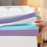 SurChic 5 Inch Dual Layer Memory Foam King Mattress Topper, 2'' Pillow Top Mattress Pad for Back Pain Relief, 2'' Support Foam, 1'' Cooling Memory Foam, Soft Bed Topper for Side Sleeper in Guest Room