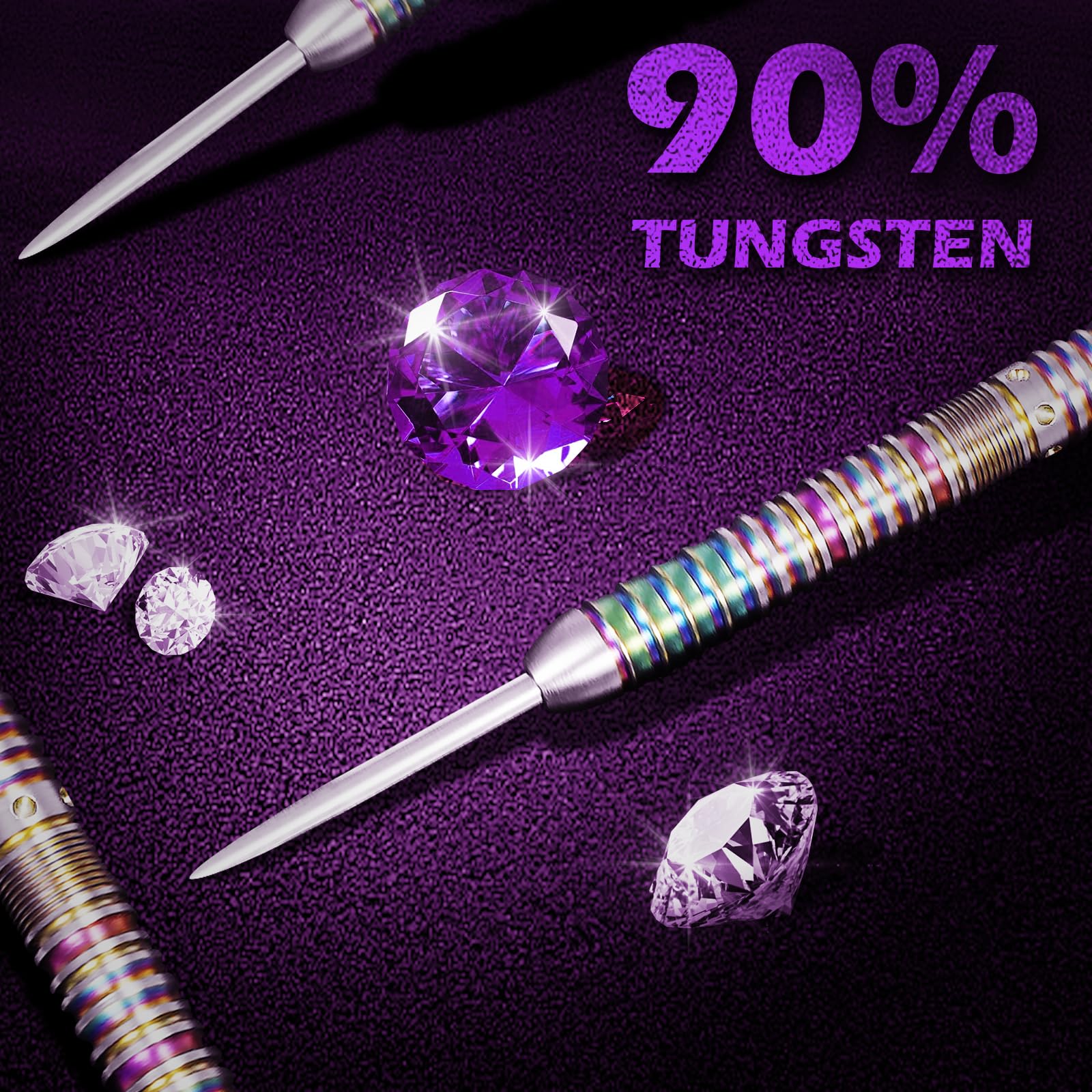 WIN.MAX Dartpfeile mit Metallspitze 90% Tungsten 3 Stück 90% Wolfram Stahl Darts 24 Gramm Dart professionelle Stahlpfeile mit Metallspitzen 7