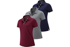 LIBERTY PRO 3 Pack Women's Athletic Dry Fit Polo Shirts, Wicking Short Sleeve Collared Golf T Shirt Tennis Tops