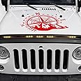 Fochutech Car Decals, Compass with Mountains Hood Decal/Car Window Decals/Door Decal, Waterproof Car Decal Stickers, Rear Window Decal for Pickup Truck Boat Wall (Red, 1 PCS)