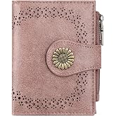 SENDEFN Small Wallets for Women Bifold RFID Blocking Leather Card Holder Compact Wallet with Zipper Coin Pocket