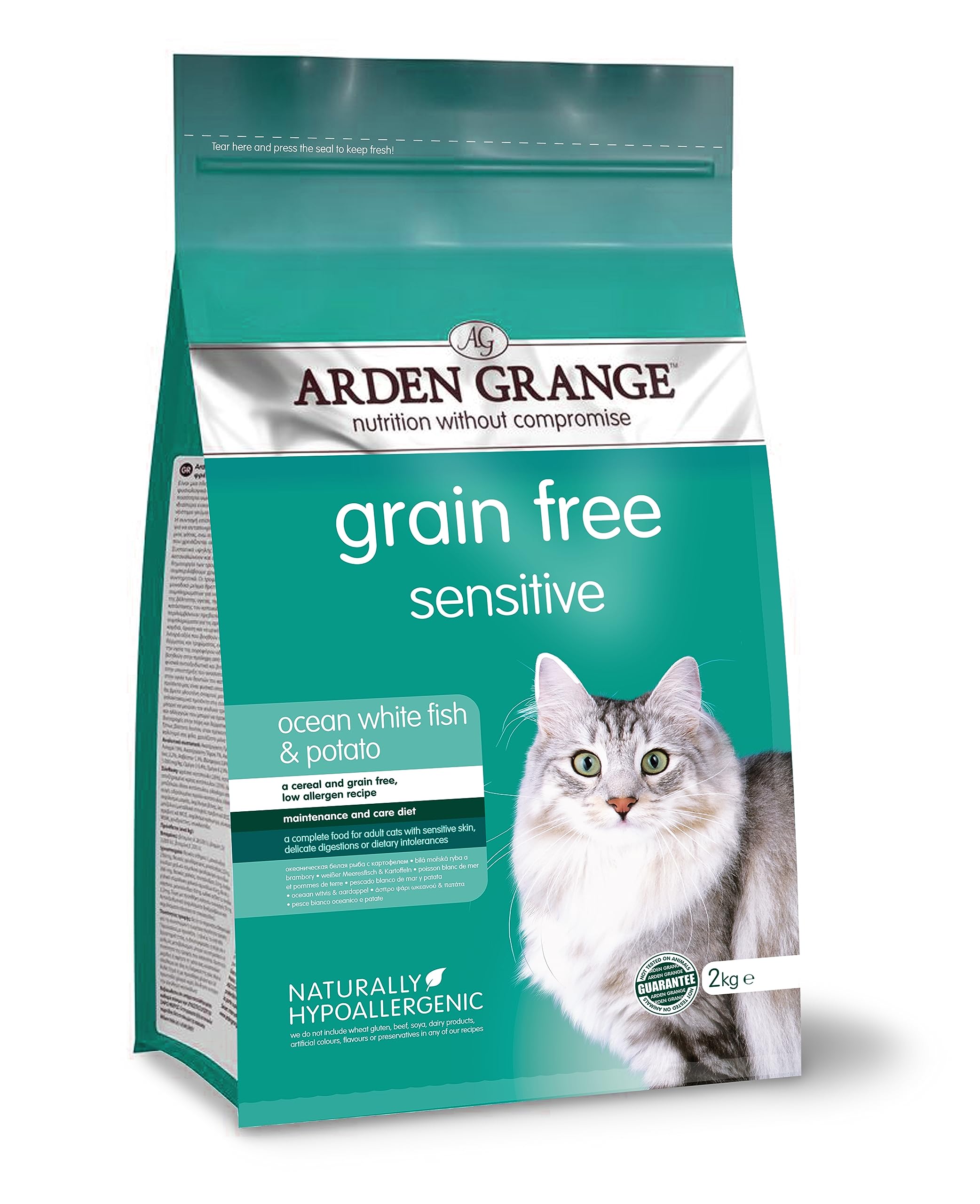 Arden Grange Adult Dry Cat Food Sensitive, Fish, 2 Kg