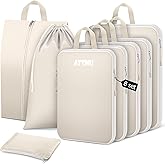 8 Set Compression Packing Cubes for Travel, Expandable Compression Cubes for Suitcases, Lightweight Suitcase Organizer with Shoes & Laundry Bags, Travel Accessories for Men Women