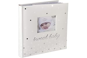 Malden International Designs Sweet Baby White Photo Opening Cover Photo Album, 160-4x6, White