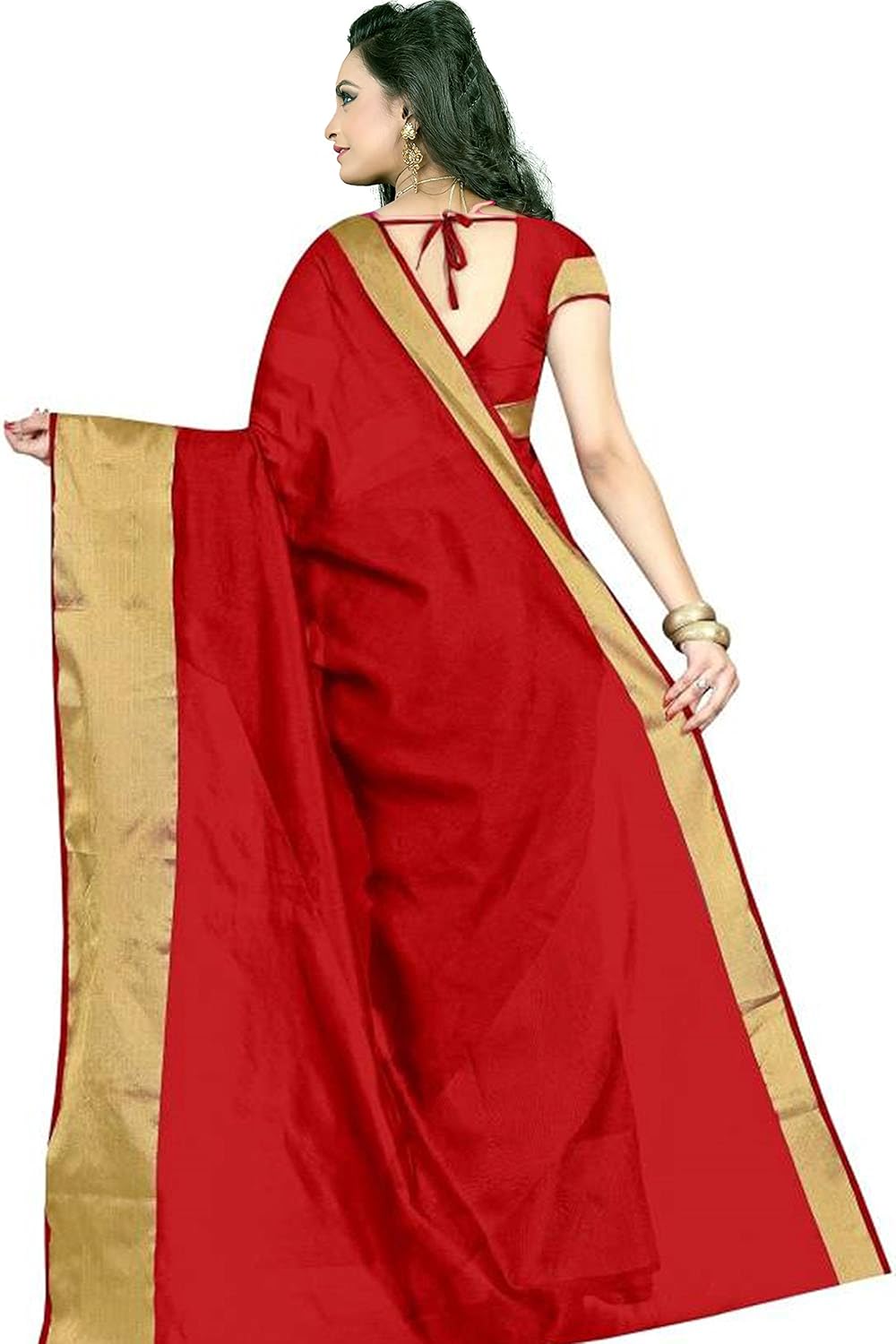 the shopoholic red cotton silk saree for women
