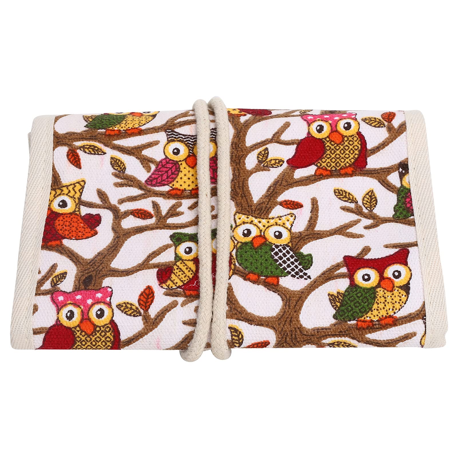 Pssopp Knitting Needles Holder Case Rolling Organizer Knitting Needle Storage Zipper Bag for Straight and Circular Knitting Needles Accessories(Owl)