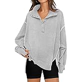 RUBZOOF Oversized Sweatshirt for Women Trendy Button Henley Neck Pullover Long Sleeve Tops Casual Fall Clothes XS-XL