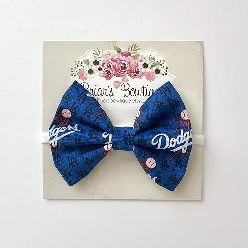 Amazon Com Los Angeles Dodgers Bow Headband Or Hair Clip Handmade - 