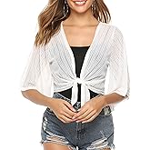 iClosam Women Summer Sheer Bolero Shrug Tie Front Chiffon Cropped Lightweight Cardigan