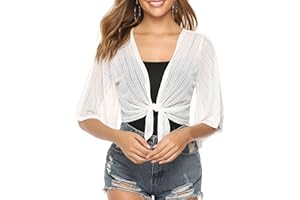 iClosam Women Summer Sheer Bolero Shrug Tie Front Chiffon Cropped Lightweight Cardigan