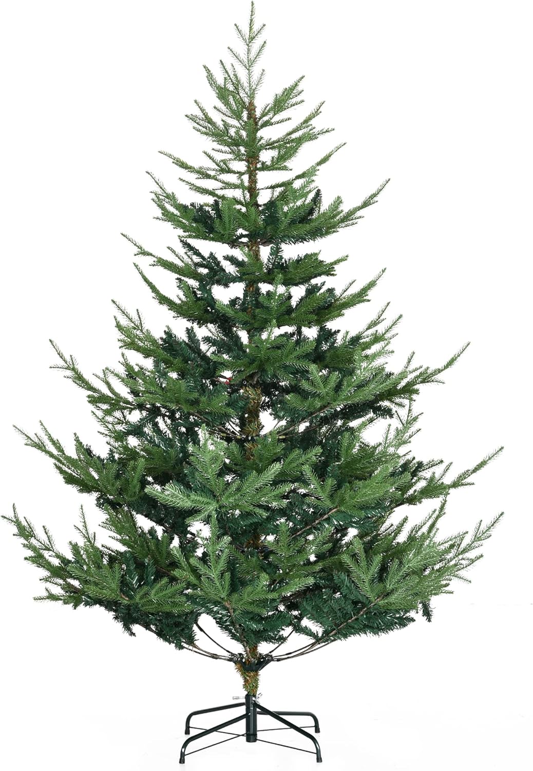 Trees - HOMCOM 6 Foot Artificial Christmas Tree, Pine Hinged Xmas Tree with 795 Realistic Branches, Steel Base, Auto Open, Green